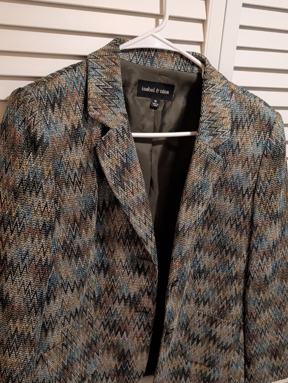 Women's Isabel & Nina Multicolor Zigzag Pattern Blazer